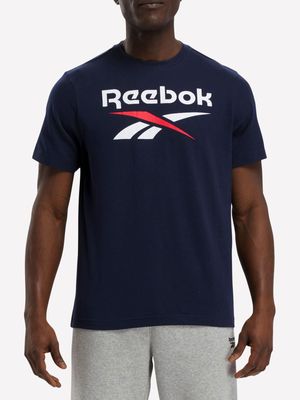 Reebok Men's Identity Stacked Navy T-Shirt