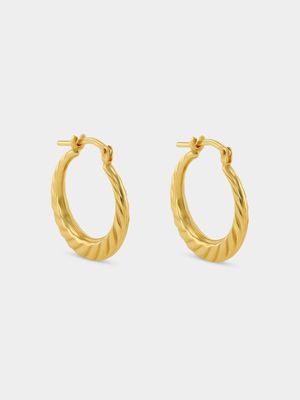 Sterling Silver & Yellow Gold Ribbed  Earrings