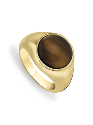 Stainless Steel Gold Plated Tiger's Eye Men's Ring