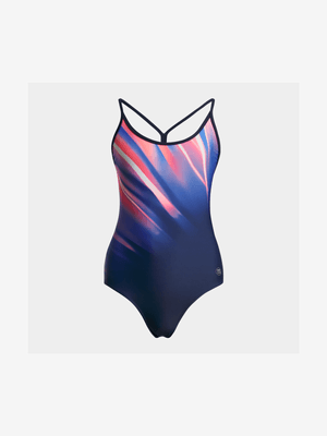 Girls TS Marble Print Navy Swimsuit