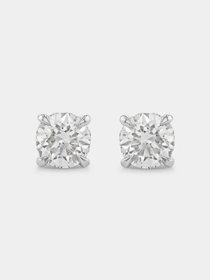 White Gold 1ct Lab Grown Diamond Solitaire Stud Earrings