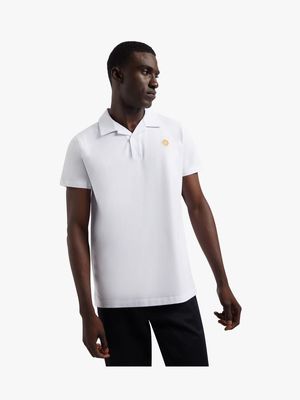 Fabiani Men's Collezione White Camp Collar Polo Shirt