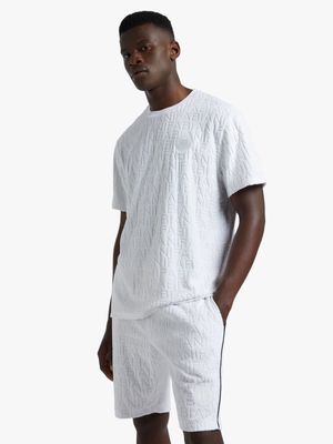 Fabiani Men's Towelling All Over Print White Shorts