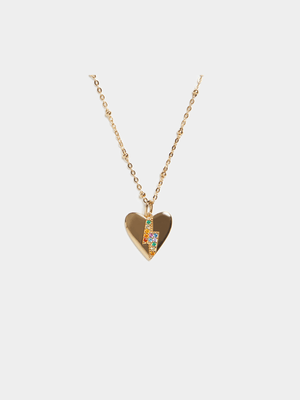 18ct Gold Plated Lightning Bolt Heart Pendant on Chain
