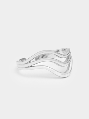 Sterling Silver Open Ended Organic Multi Layer Ring Size P