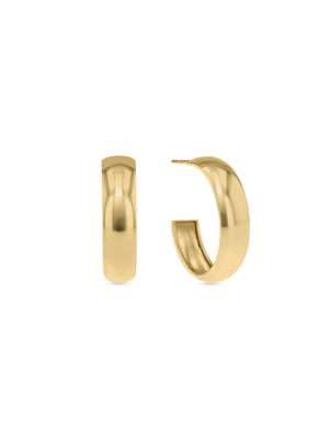 Yellow Gold  6mm Open-end Hoop Earrings