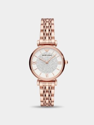 Emporio Armani Women's Rose Gold Plated Stainless Steel Bracelet Watch