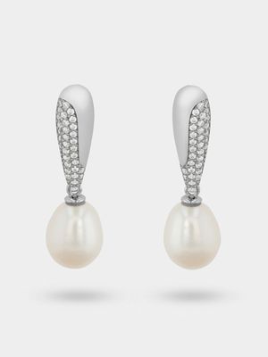 Sterling Silver Freshwater Pearl Women’s Fluid Earrings