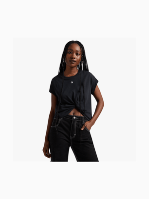 Converse Women's Black Twist Cropped T-Shirt