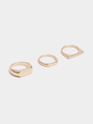 Signet Gold Plated Rings Pack