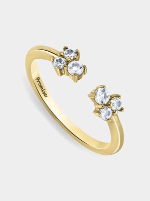 5ct Yellow Gold & Created White Sapphire Open Cluster Promise Ring