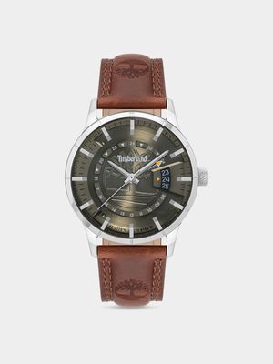 Timberland Men's Bergeron Stainless Steel Brown Leather Watch