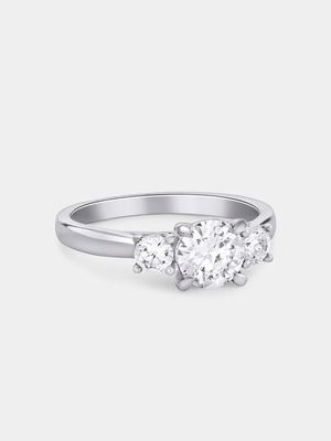 Sterling Silver Cubic Zirconia Women’s Classic Trilogy Ring