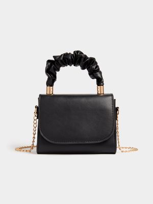 Women's Black Scrunchie Handle Bag