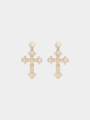 Women's Gold Cross Earrings