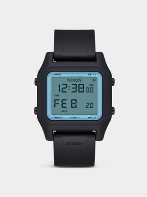 Nixon Men's Staple Black & Aqua Positive Digital Silicone Watch