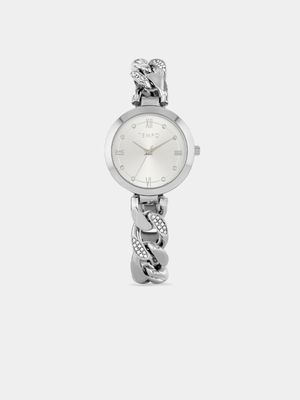 Tempo Women’s Silver Dial Silver Toned Chain Strap Watch