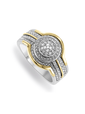 Yellow Gold & Sterling Silver Diamond & Created White Sapphire Ring