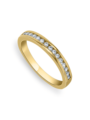 Yellow Gold & Sterling Silver Cubic Zirconia Woman's Channel Band