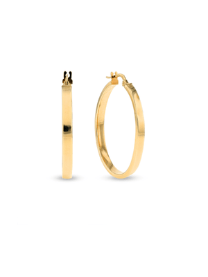 Yellow Gold Large Square Tube Hoop Earrings