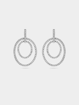 Sterling Silver & Cubic Zirconia Circle Women's Drop Earrings
