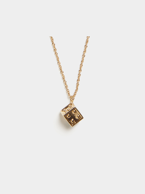 18ct Gold Plated Dice Pendant on Chain