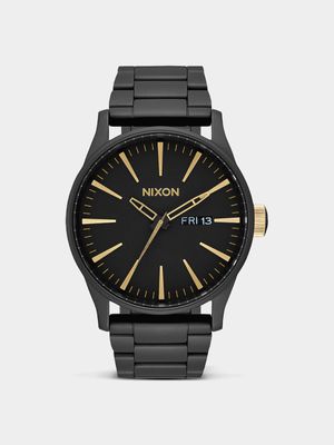 Nixon Men's Sentry Stainless Steel Matte Black & Gold Plated Watch