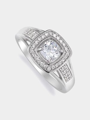 Sterling Silver Cubic Zirconia Pave Dress Ring
