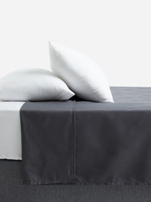 Jet Home Charcoal Double and Queen Flat Sheet