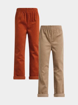 Jet Younger Boys Two Pack Rust Stone Boxer Long Woven Pants