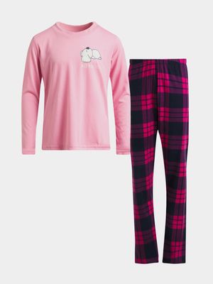 Jet Older Girls Pink Flannel Pyjama Set