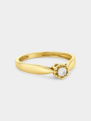 Yellow Gold Diamond Solitaire Illusion Ring