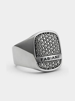 Fabiani Silver Plated Stainless Steel Illusion Stone Men’s Ring