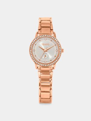 Tempo Women’s Rose Plated Silver Dial Bracelet Watch