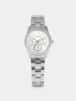 Tempo Women’s Silver Plated Coin Edge Bracelet Watch