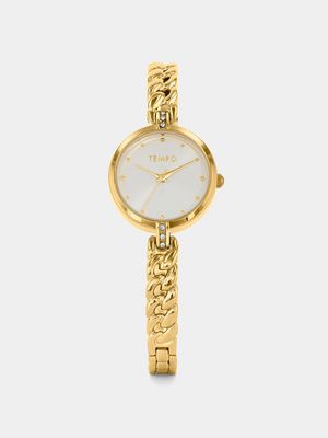 Tempo Women’s Gold Plated Silver Dial Bangle Watch