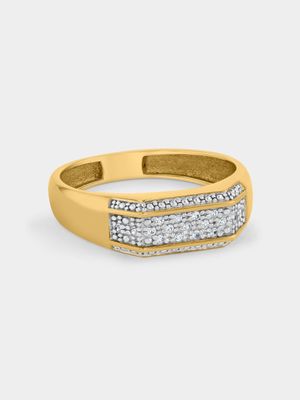 Yellow Gold Created White Sapphire Men's Bling Ring