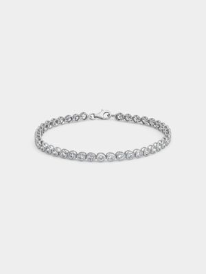 Cheté Sterling Silver Cubic Zirconia Women’s Tube Set Tennis Bracelet