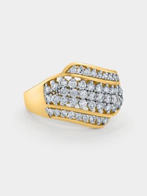 Yellow Gold 1.00ct Diamond Women’s Sunwave Ring