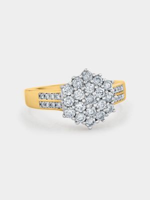 Yellow Gold 0.90ct Diamond Women’s Cluster Ring