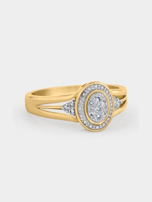 Yellow Gold Diamond & Created White Sapphire Oval Halo Ring