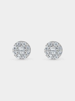 White Gold 0.33ct Diamond Women’s Round Halo Stud Earrings