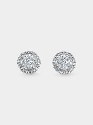 White Gold 0.70ct Diamond Women’s Round Halo Stud Earrings