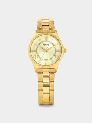 Tempo Women’s Champagne Dial Gold Plated Bracelet Watch