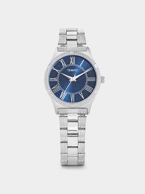 Tempo Women’s Blue Dial Silver Plated Bracelet Watch