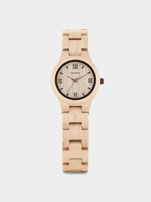 Tempo Women’s Light Brown Maple Wood Bracelet Watch