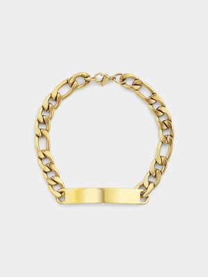 Stainless Steel Gold Plated Curb ID Bracelet