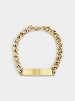 Stainless Steel Gold Plated Figaro ID Bracelet