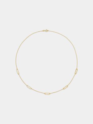 Yellow Gold Paperclip Station Chain