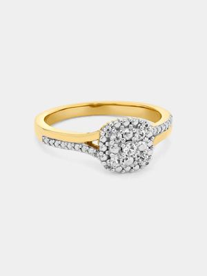 Yellow Gold Diamond & Created Sapphire Cushion Ring